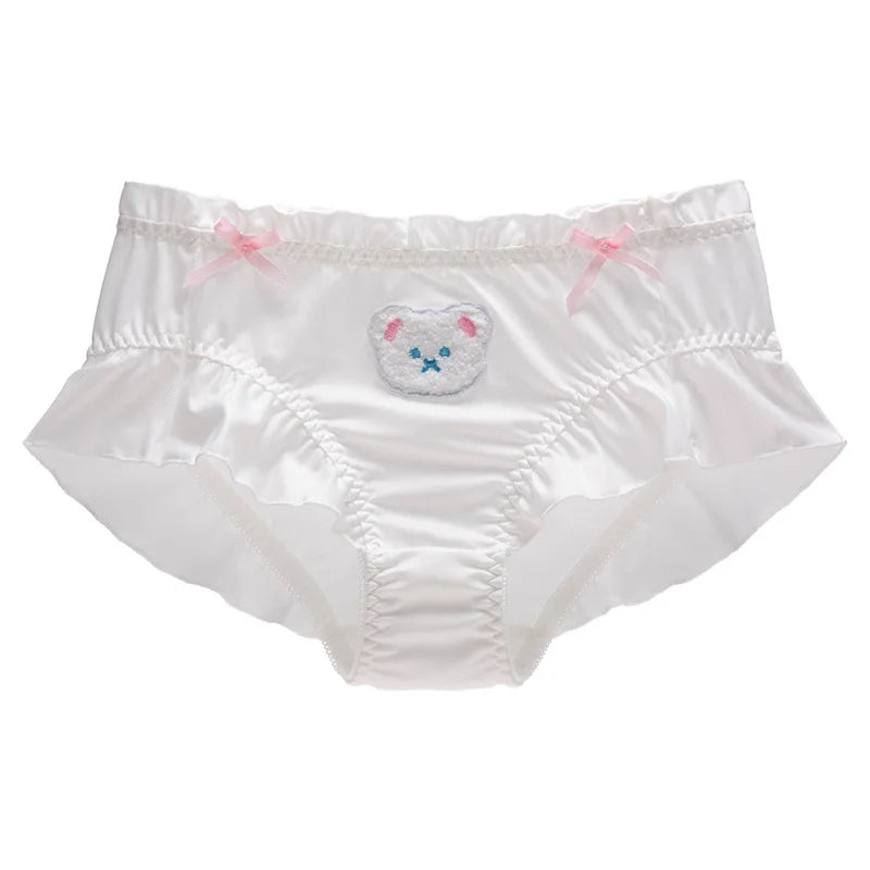 Soft Lolita Bear Embroidered Ruffle Panties | Cute Japanese Style