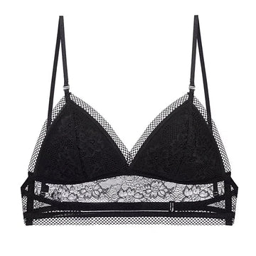 Deep U Backless Lace Bralette | Triangle Cup Seamless Wire-Free Bra