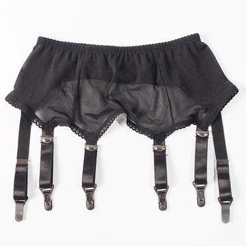High Waist 6-Strap Garter Belt with Metal Clips | Suspender Lingerie