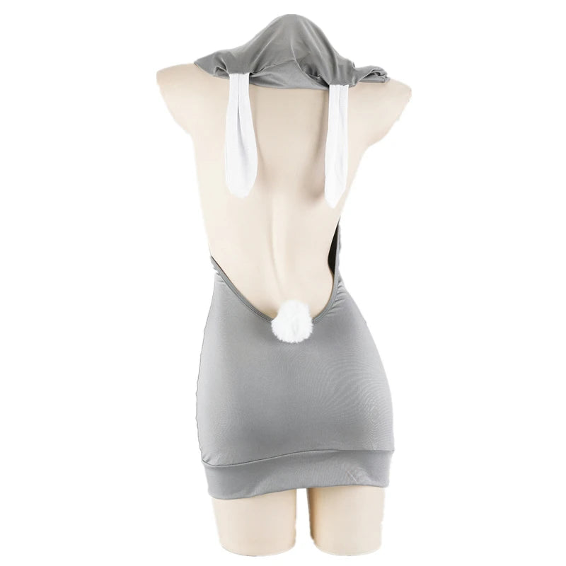 Cute Anime Bunny Hooded Dress | Backless Lingerie & Cosplay