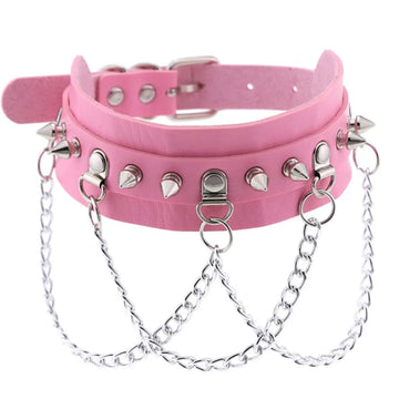 Harajuku Punk Gothic PU Leather Spike Choker Necklace