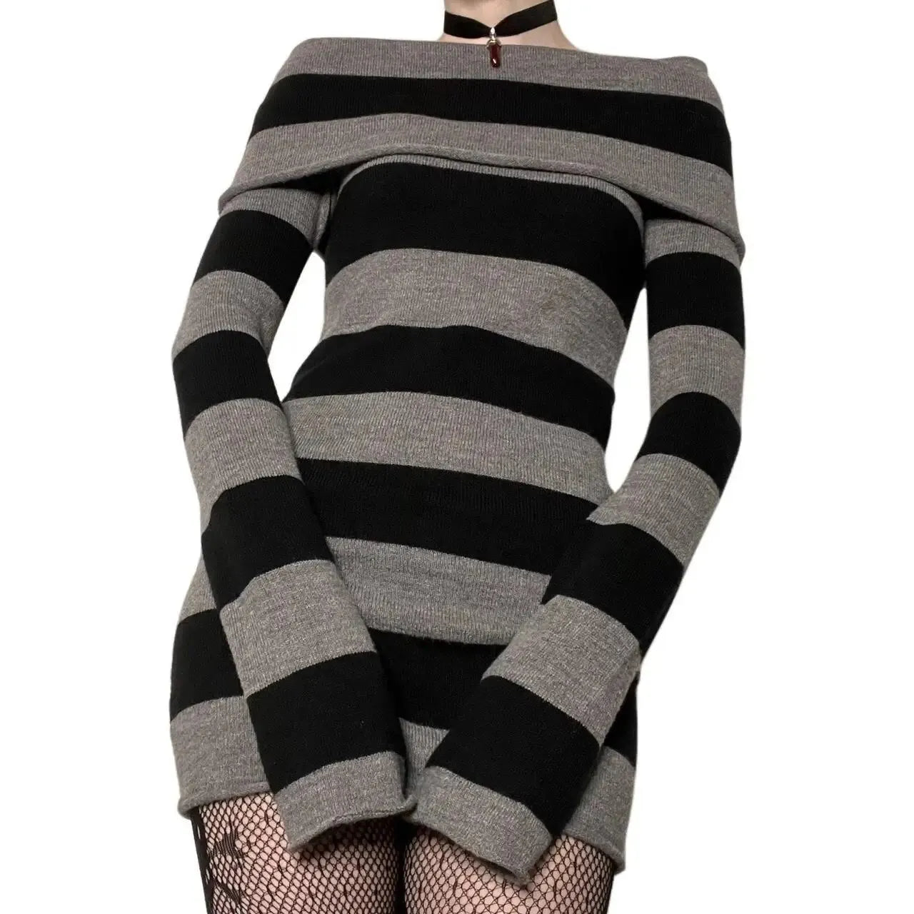 Women's Striped Off-Shoulder Bodycon Mini Dress