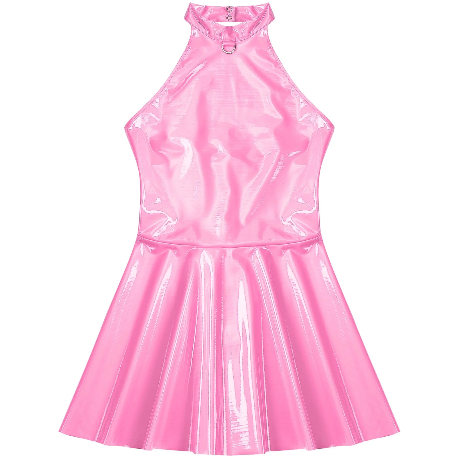 Wetlook Patent Leather Mini Dress | Sexy Club & Party Halter