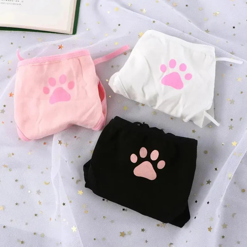 Kawaii Cat Claw Bowknot Low-Waist Briefs
