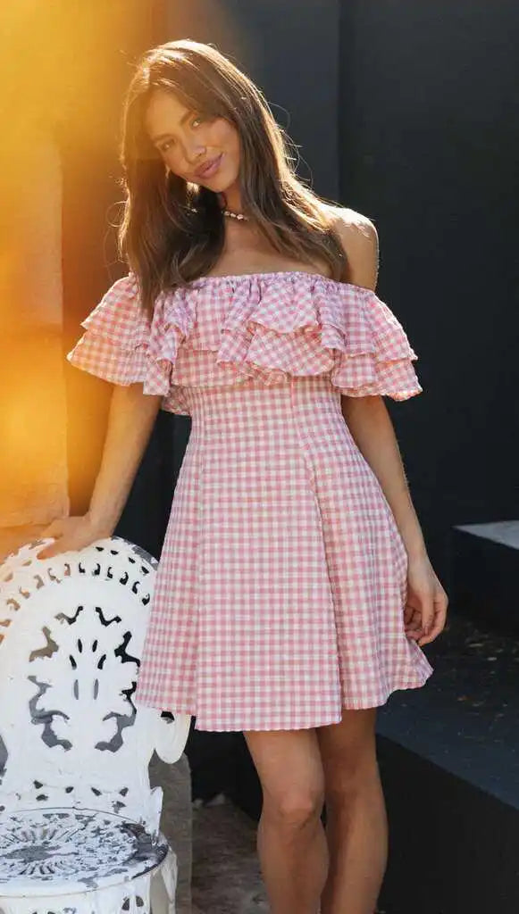 Chic Plaid One-Shoulder Mini Dress | Versatile All-Season Style