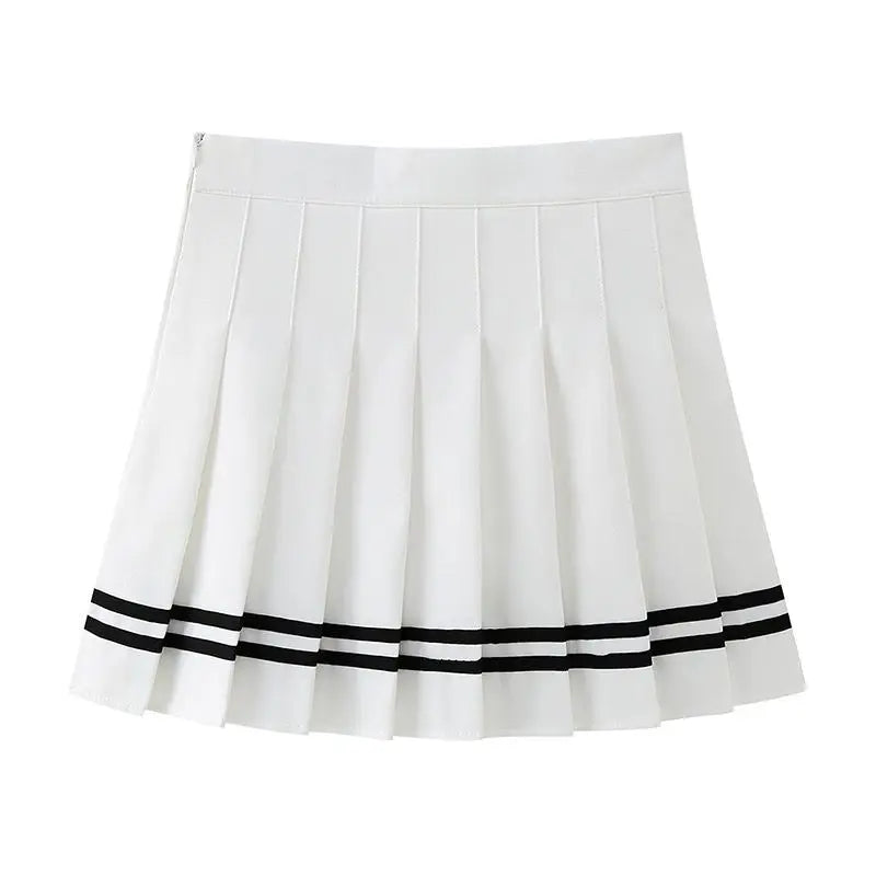 Korean Style Pleated  Skirt for Women Spring Summer New High Waist Striped A-Line Skirt Student Fashion Commute Style