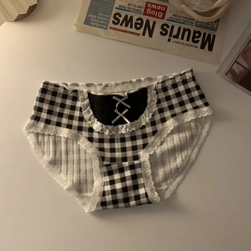Kawaii Lolita Bow Cotton Panties | Mid-Waist Antibacterial Briefs