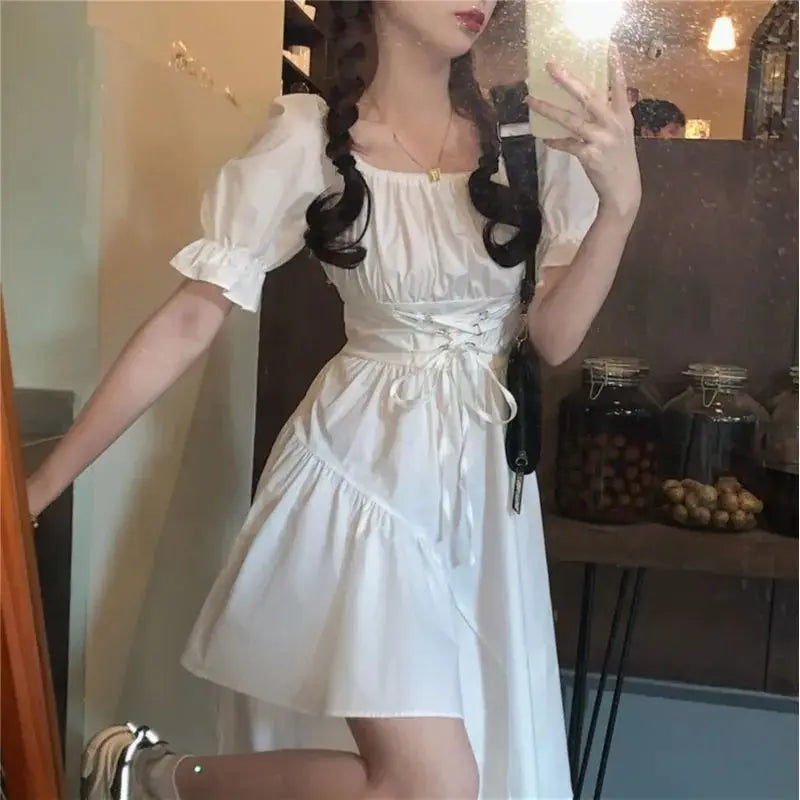 Chic One-Shoulder A-Line Summer Dress | High Waist Street Style