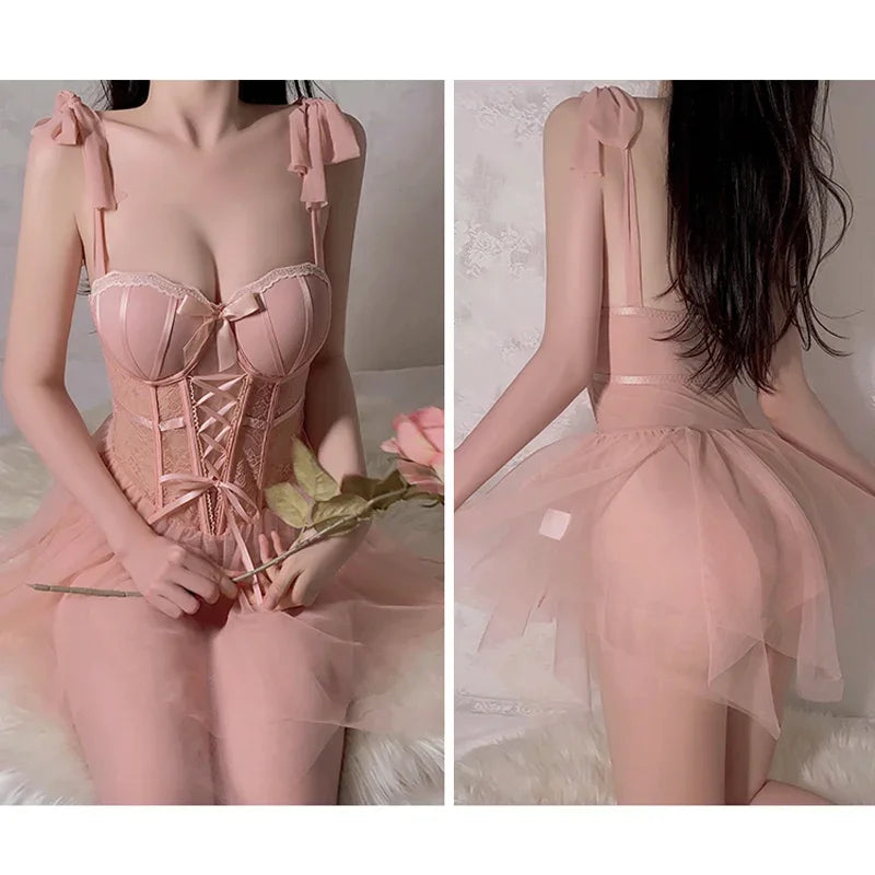 REBEYULI Sexy Lace Nightgown with Chest Cushion | Summer Comfort