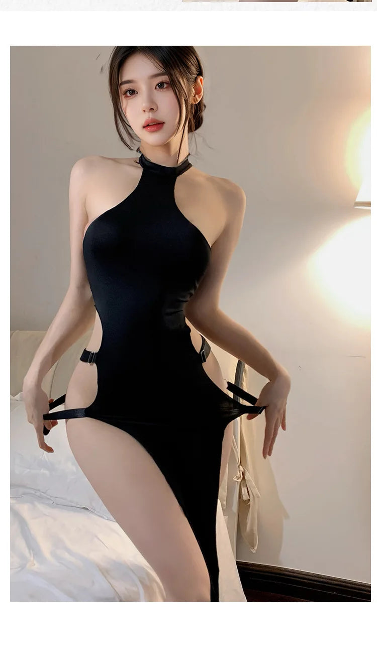 Sensual Turtleneck Bodycon Lingerie Dress | Slit Mini