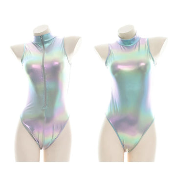 Anime Laser Reflective Bodysuit - High Collar Cosplay Swimsuit