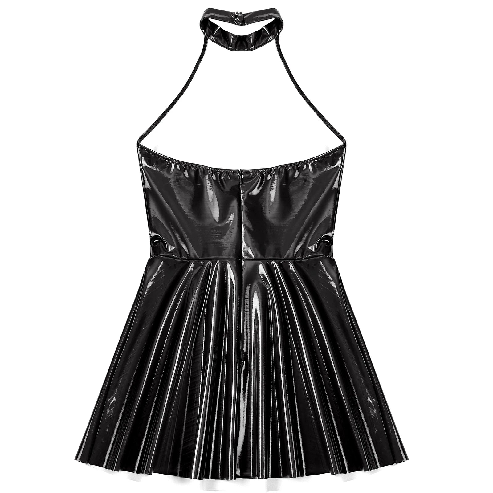 Wetlook Patent Leather Mini Dress | Sexy Club & Party Halter