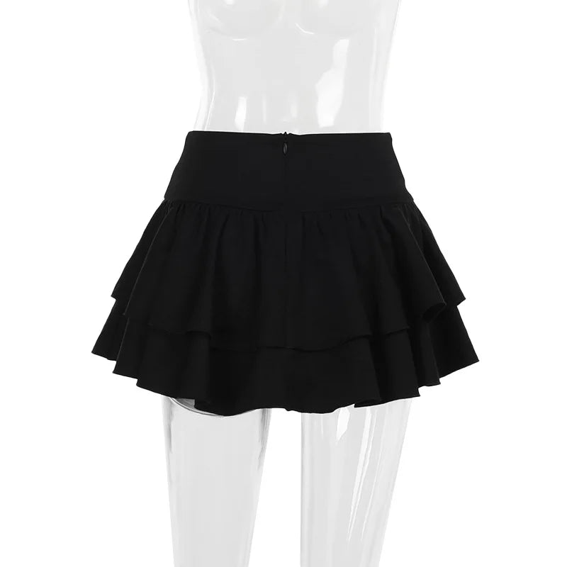 Goth Dark Punk Cross Patchwork Pleated Skirts Mall Gothic Techwear Bottoms Grunge Aesthetic Women Bandage Mini Skirt Alt Clothes