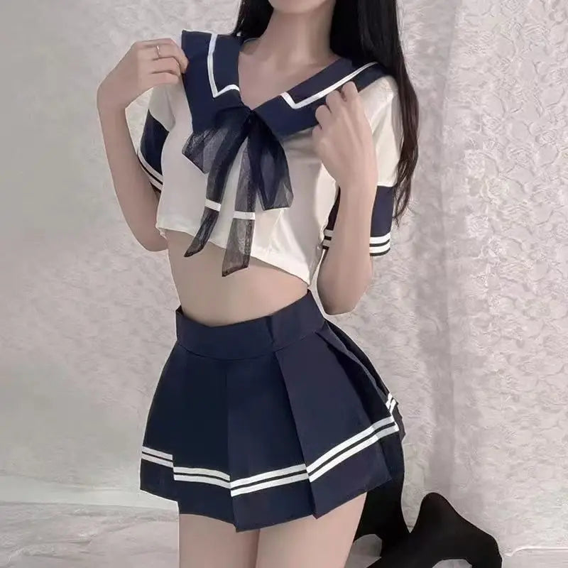 Seductive Schoolgirl Lingerie Cosplay Set | Mini Skirt & Blouse