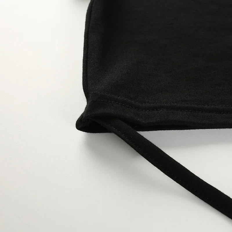 2024 Summer Women Black Short T-Shirts Sexy Crop Tops Short Sleeve Bandage Tee Tops Female Shirts