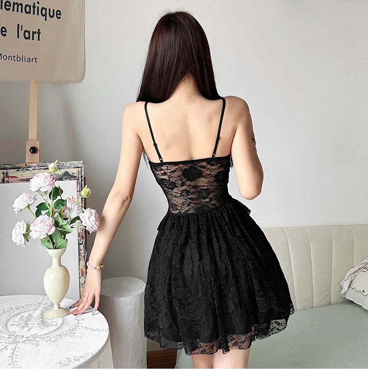 Elegant Lace Splice Bare Shoulder A-Line Midi Dress