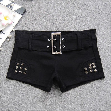 Black Y2K Low Rise Denim Shorts Slim Fit Gothic Jean Shorts