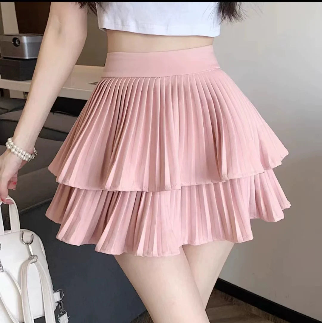 Preppy Y2K Ruffled Mini Skirt Pants | High Waist, Fluffy Style