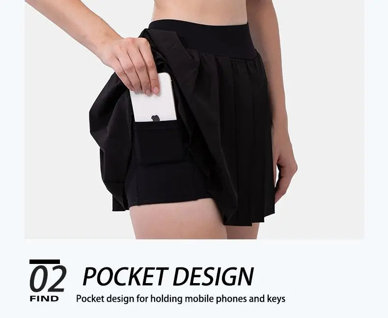 New sexy pleated sports skirt for women, anti glare badminton and tennis skirt, one-piece fitness running yoga skirt