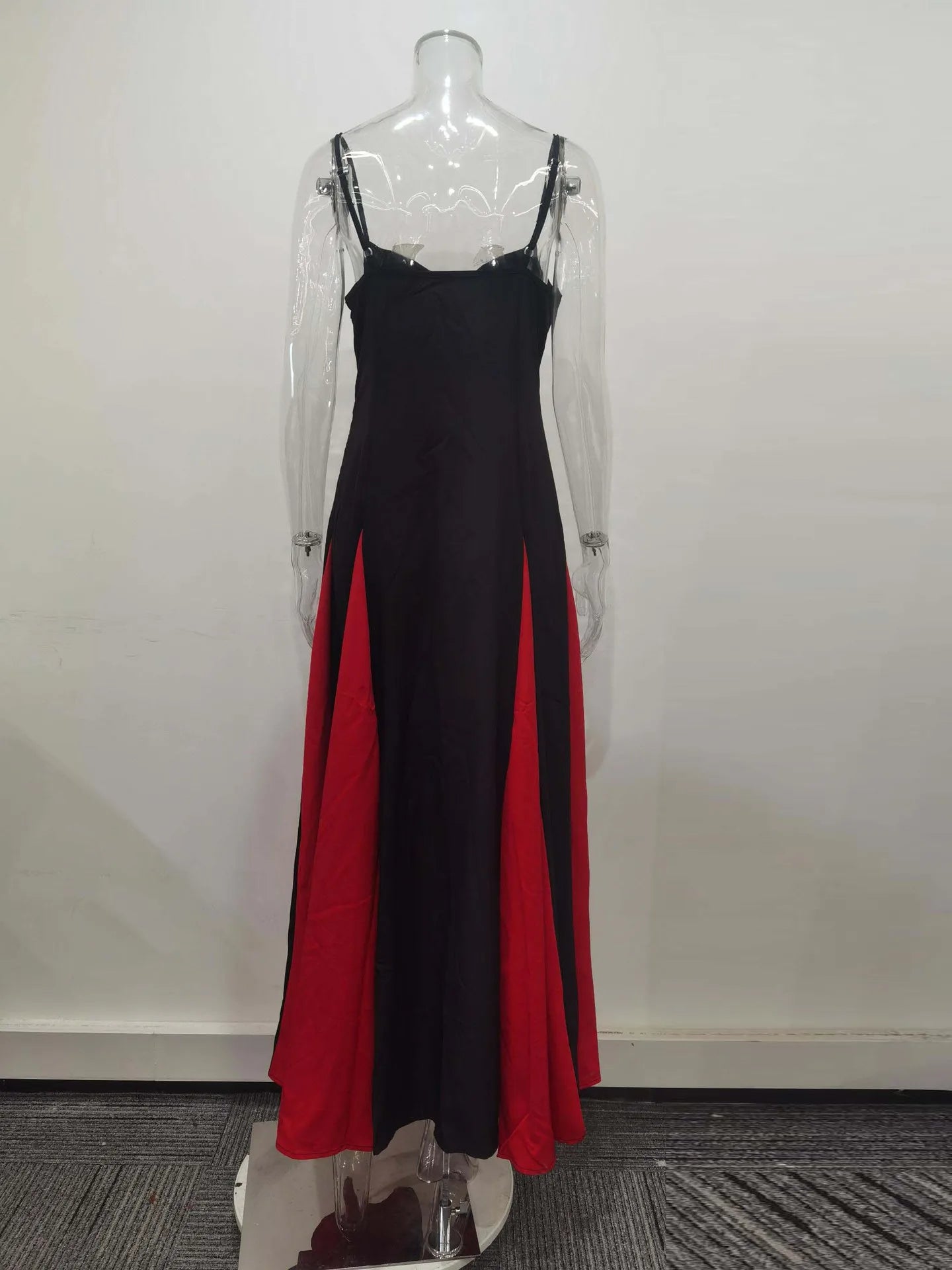 Elegant Color Block A-Line Knitted Bell Sleeve Dress