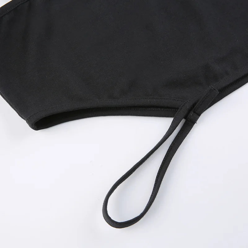 Women Hollow Out Black Y2K Tees Sleeveless Skinny Tops Cool Punk T-shirts Techwear 2024 Spring Summer New Sexy Crop Top