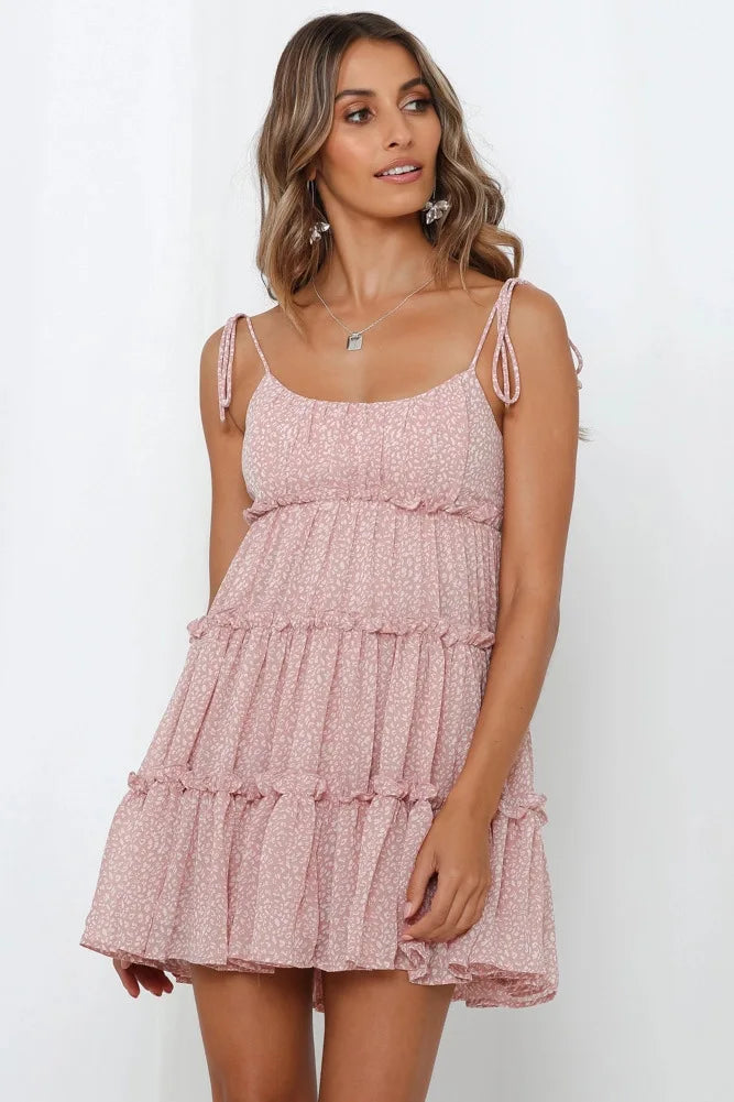 Vintage Floral Backless Mini Dress | Summer Spaghetti Strap