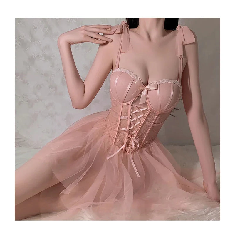 REBEYULI Sexy Lace Nightgown with Chest Cushion | Summer Comfort