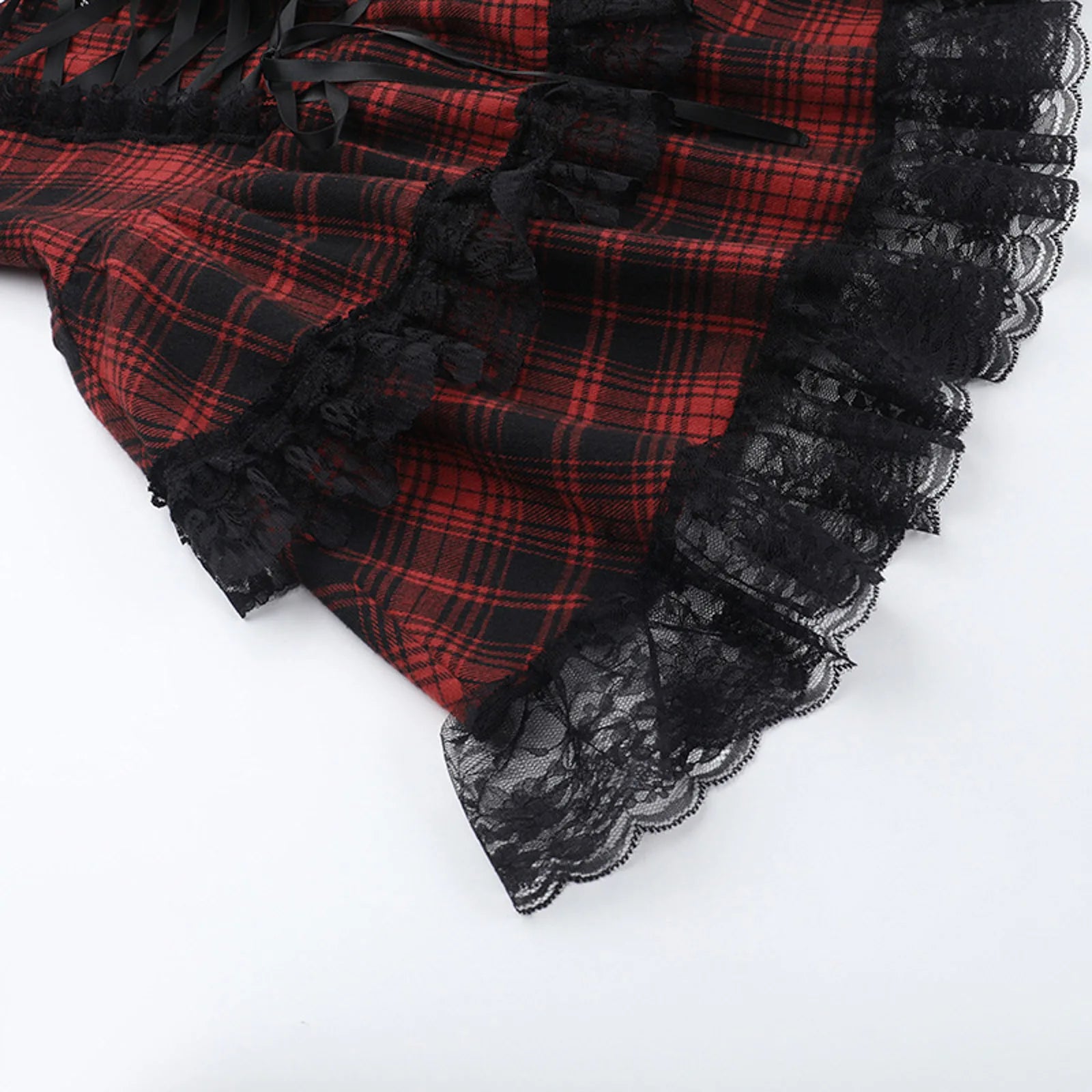 Y2K Gothic Plaid Lace Party Dress | Women's Halloween Style