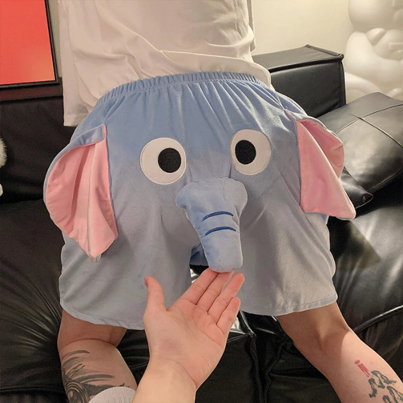 Women Elephant Pajama Pants Men Cute Cartoon Funny Long Nose Shorts Summer Sleep Bottoms Home Pants Boyfriends Birthday Gifts
