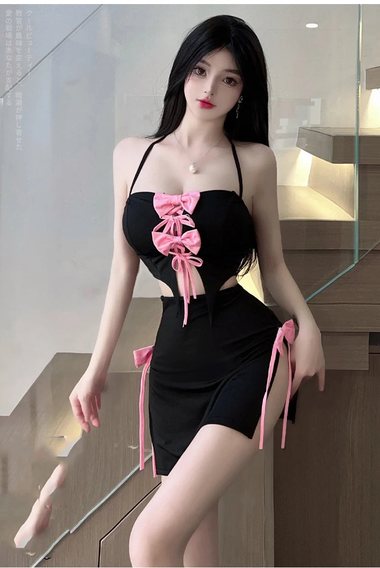Seductive Green Bow-Strap Bodycon Mini Dress | Party & Clubwear