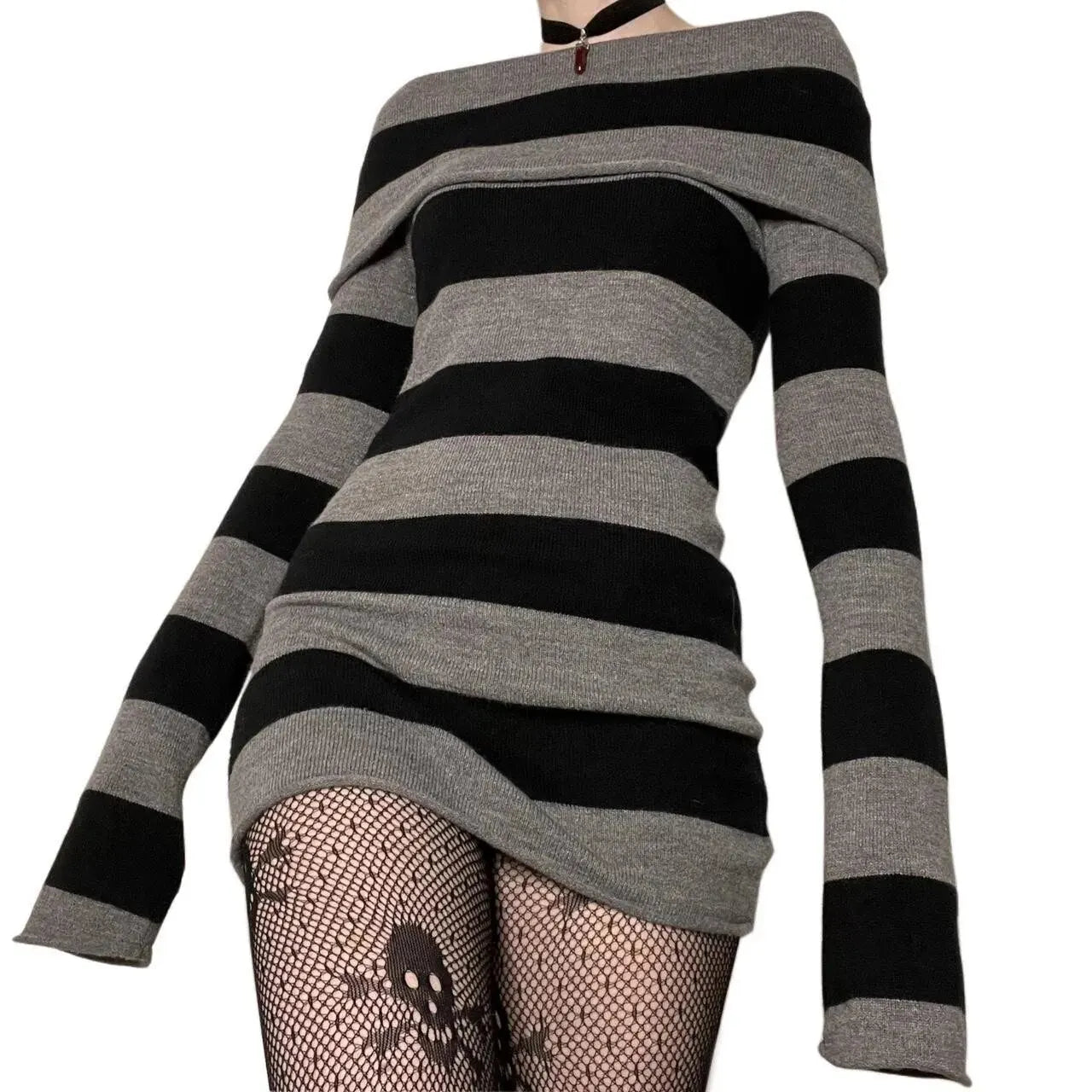 Women's Striped Off-Shoulder Bodycon Mini Dress