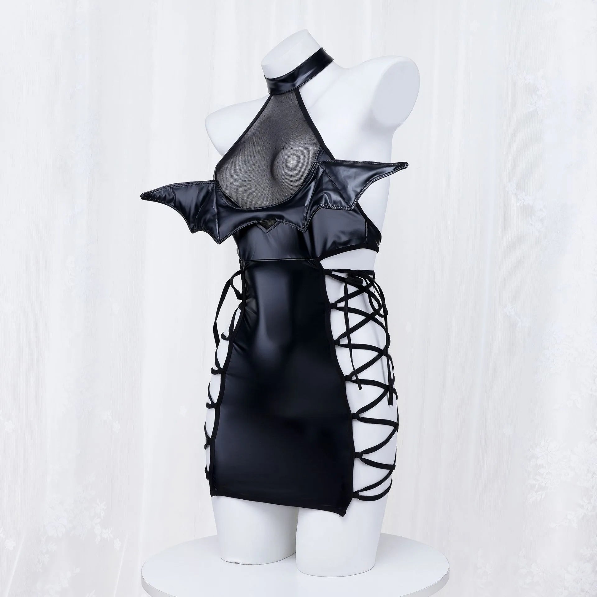 Faux Leather Cyber Devil Girl Cosplay & Party Outfit