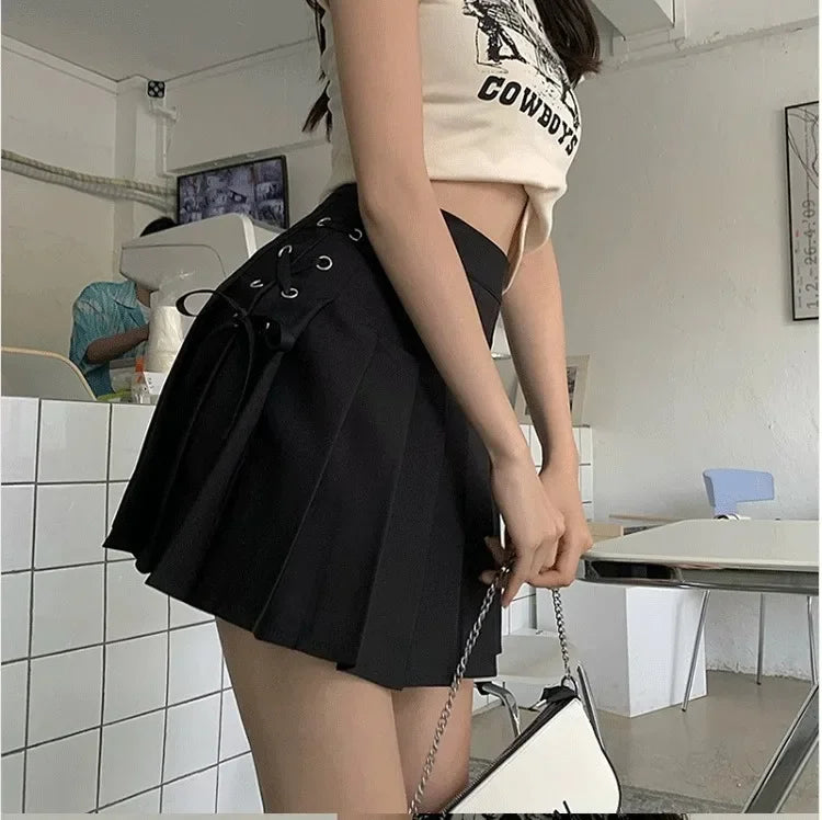Spring Summer New High-Waisted Mini Dress Preppy Style Age-Reducing Slimming Anti-Exposure Pure Desire Versatile Plaid Skirt