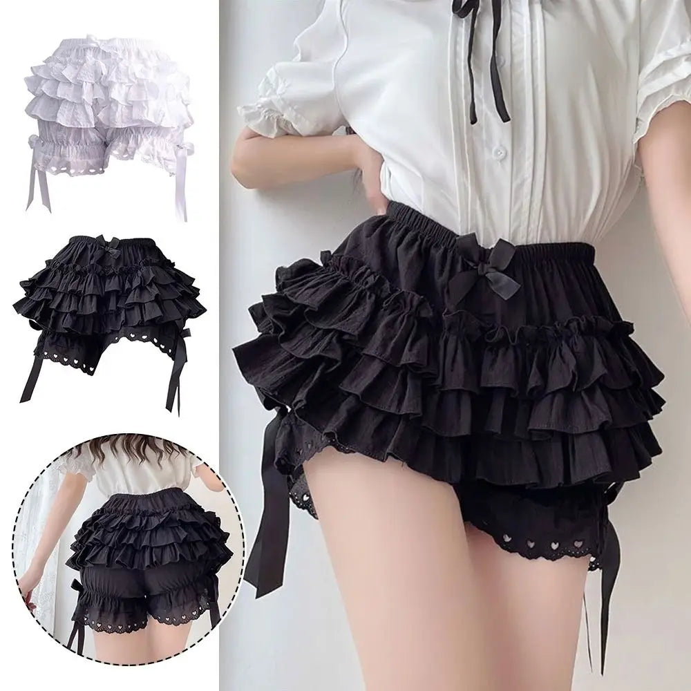 Fashion Pleated Safety Short Pants JK Cute Bloomers Vintage Bow Knot Petticoat Underpants Women