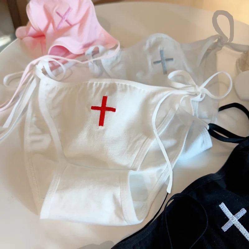 Cosplay Nurse Lolita Low-Rise Cotton Thong Panties