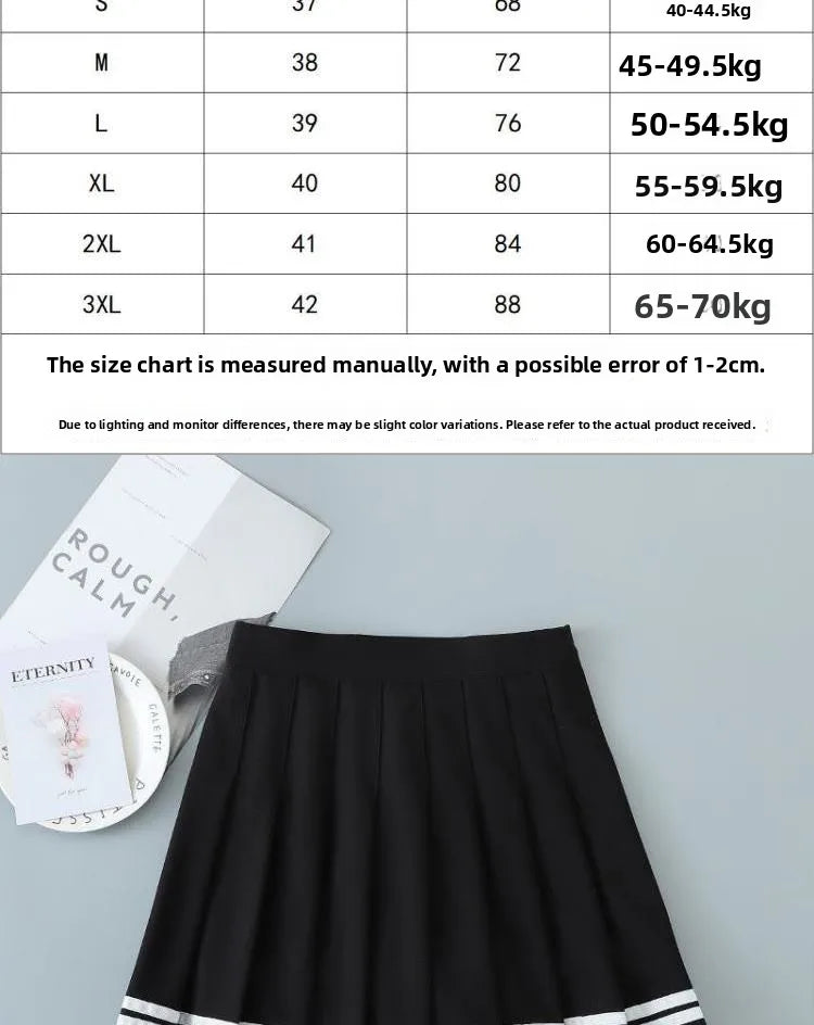 Korean Style Pleated  Skirt for Women Spring Summer New High Waist Striped A-Line Skirt Student Fashion Commute Style