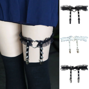 Peach Heart Garter Belt - Gothic Punk Adjustable Leg Ring