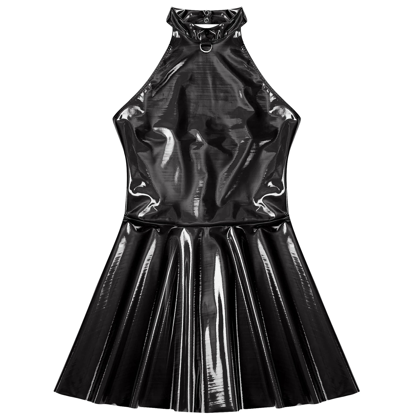 Wetlook Patent Leather Mini Dress | Sexy Club & Party Halter