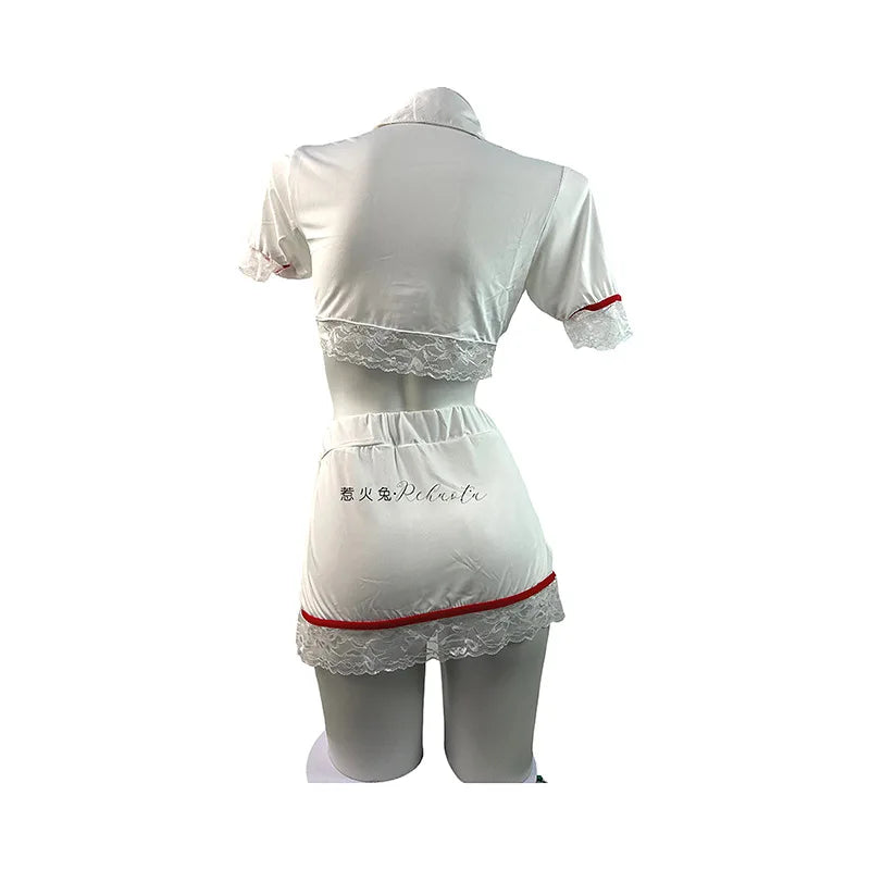 Exotic Nurse Lingerie Cosplay Uniform | Two-Piece Roleplay Set
