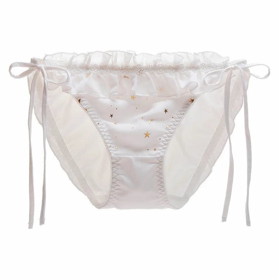 Cute Lolita Milk Silk Bow Ruffle Panties for Sweet Style