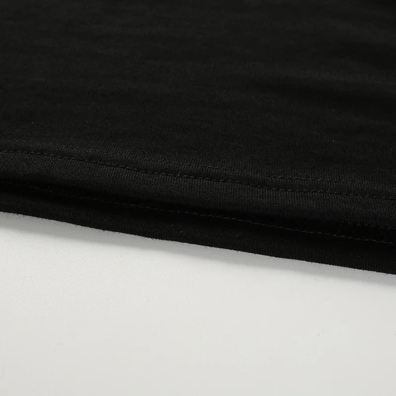 2024 Summer Women Black Short T-Shirts Sexy Crop Tops Short Sleeve Bandage Tee Tops Female Shirts