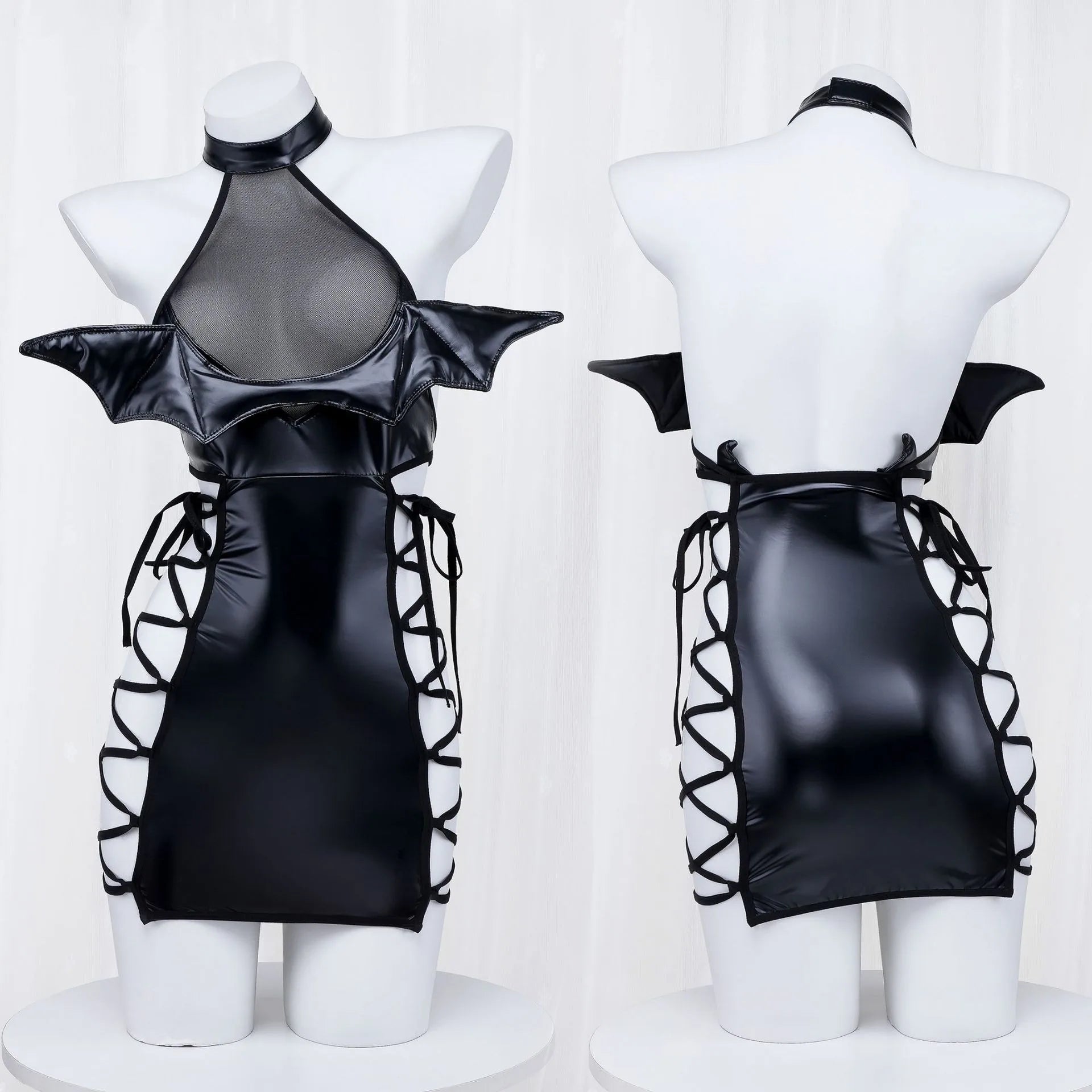 Faux Leather Cyber Devil Girl Cosplay & Party Outfit