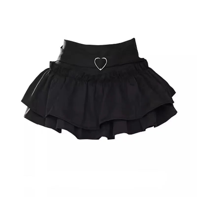 Pink A- line Mini Skirt Women's Summer 2025 New Style Puffy Slimming Cake Skirt A- line Pleated Dress Lightweight Fashion
