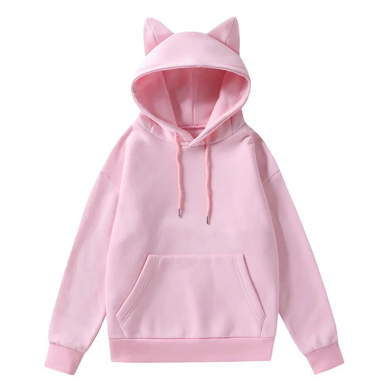 Spring and autumn new style foreign trade women's Cat's ears (Steamed cat-ear shaped bread) design hooded fleece sweater fashion