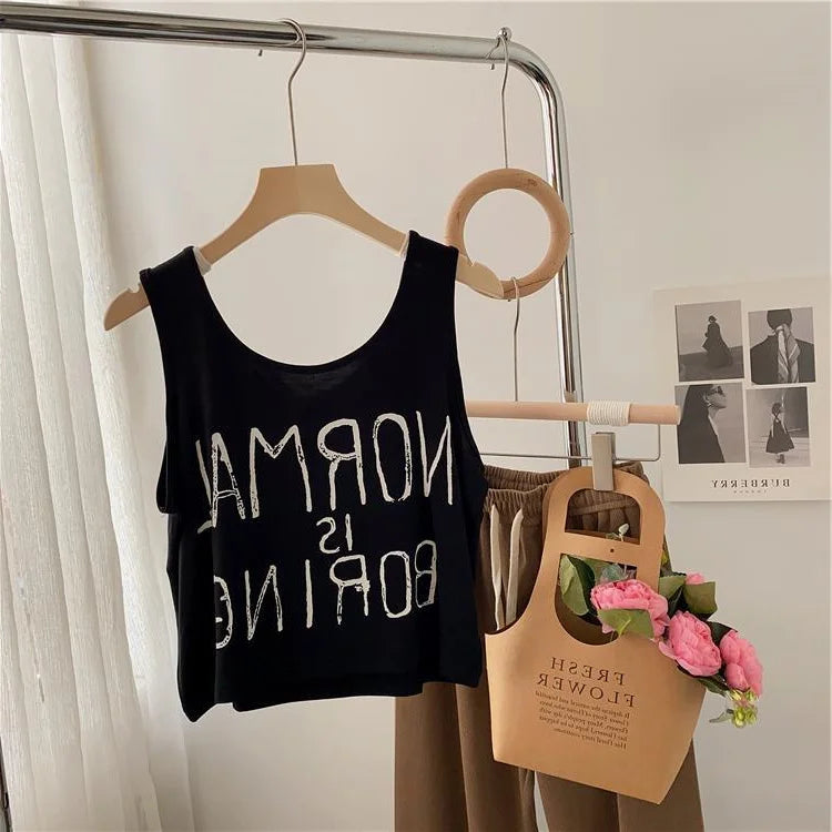 plus Size Women's Tank Top Loose Short Sleeveless Base Layer Slimming Trendy Ins Women's Fashion Summer Commute Style 2300 Po...