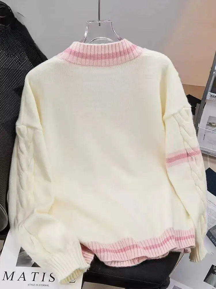 Loose Women's Knitted Sweater Coat  Knot Lazy Style Design Anti-Aging Japanese Style Open Cardigan Spring Autumn New...