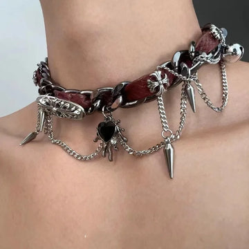 Gothpunk Torque Collar | Titanium Pearl Choker Necklace