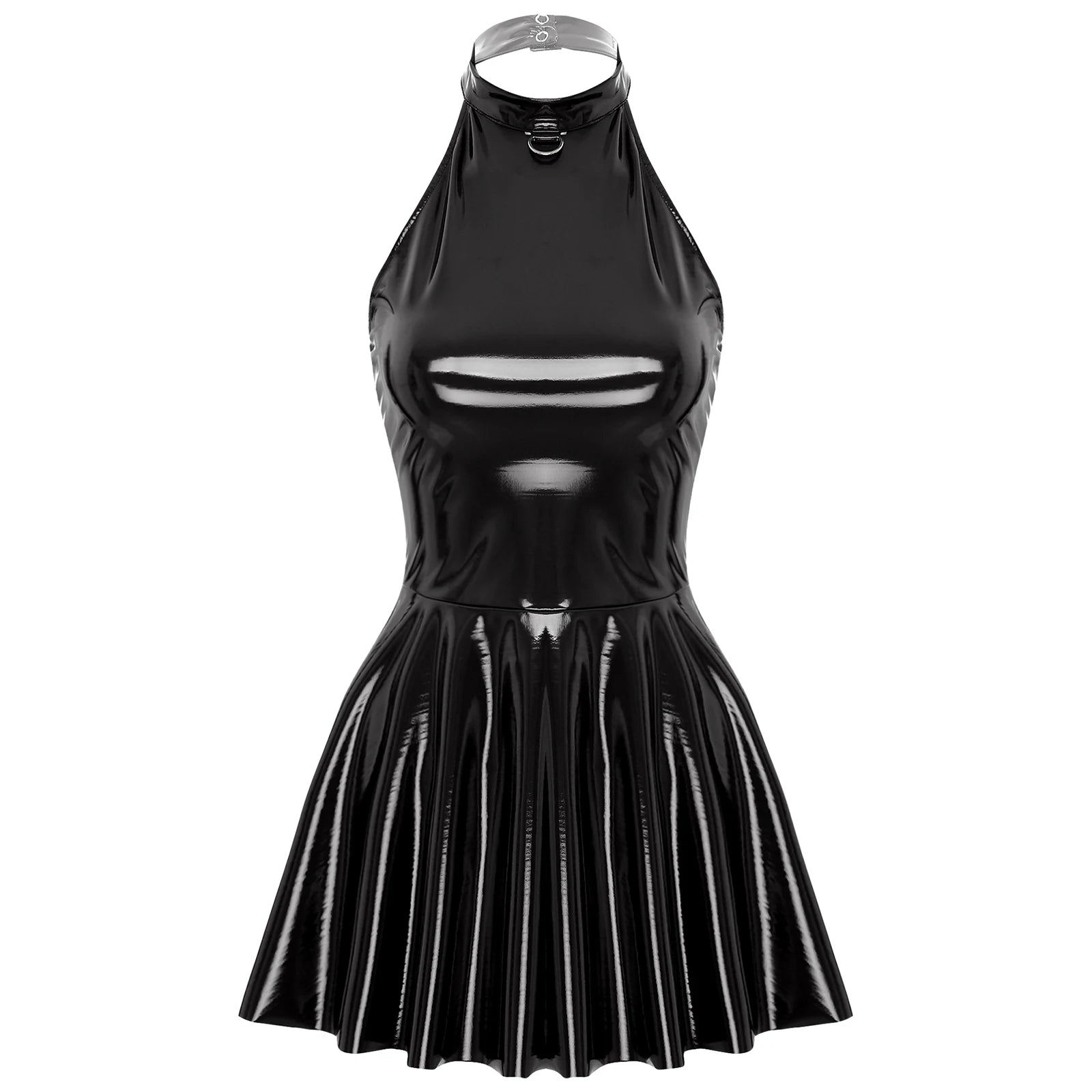 Wetlook Patent Leather Mini Dress | Sexy Club & Party Halter