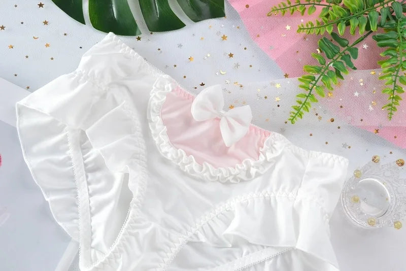 Cute Lolita Milk Silk Bow Ruffle Panties for Sweet Style
