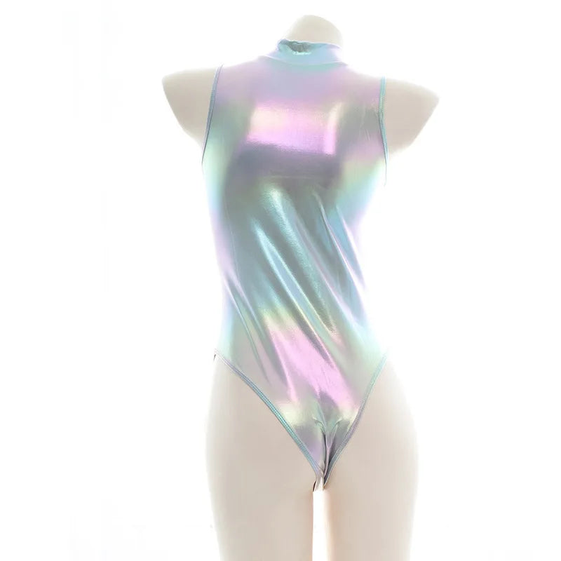 Anime Laser Reflective Bodysuit - High Collar Cosplay Swimsuit